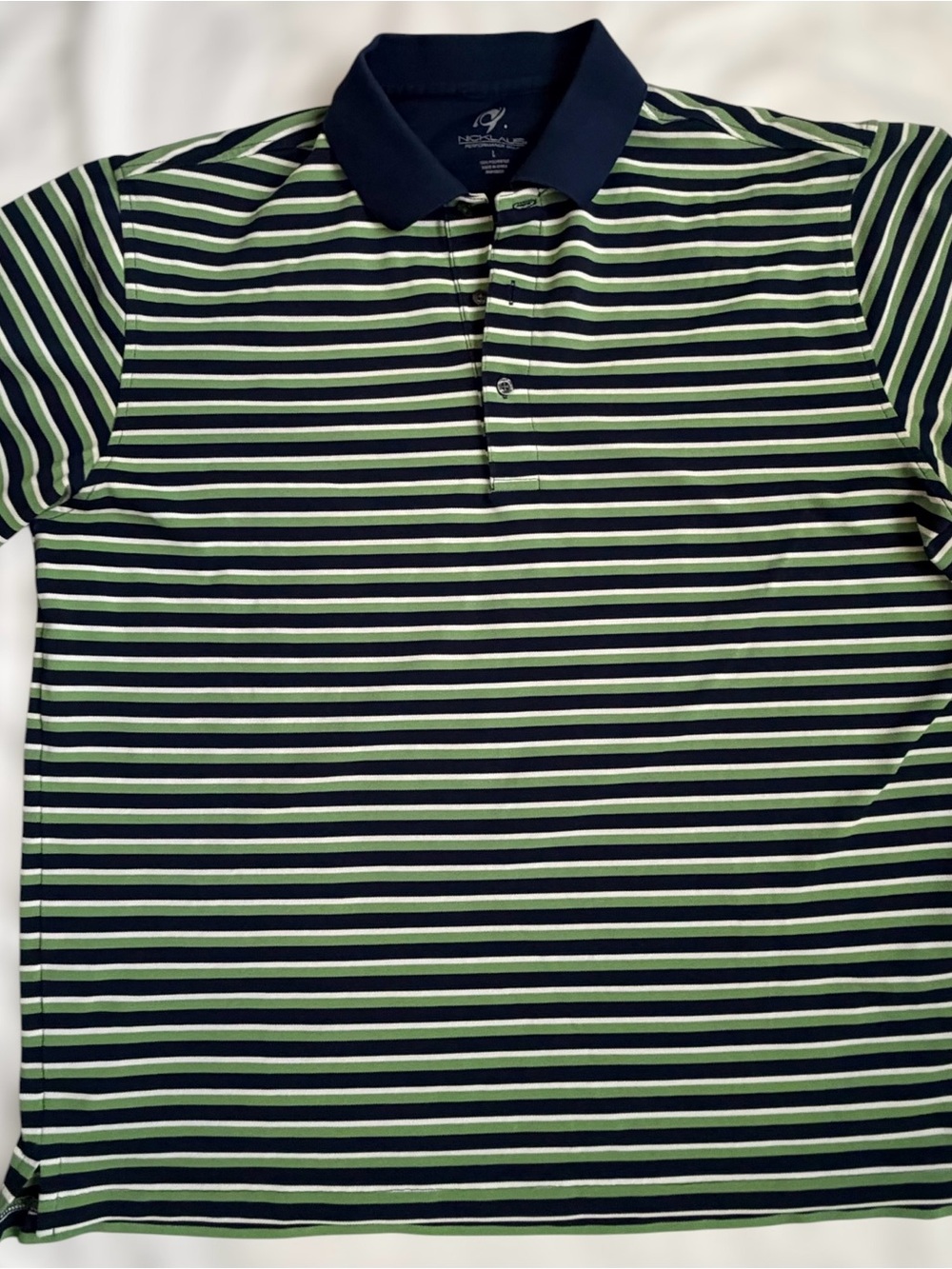 Nicklaus Navy and Light Green Men's Polo Shirt